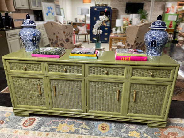 Vintage American of Martinsville Faux Bamboo Credenza Available for Custom Lacquer - Hibiscus House