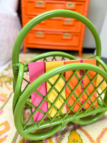 Vintage Magazine Rack Lacquered in Lime Twist Ready to Ship! - Hibiscus House