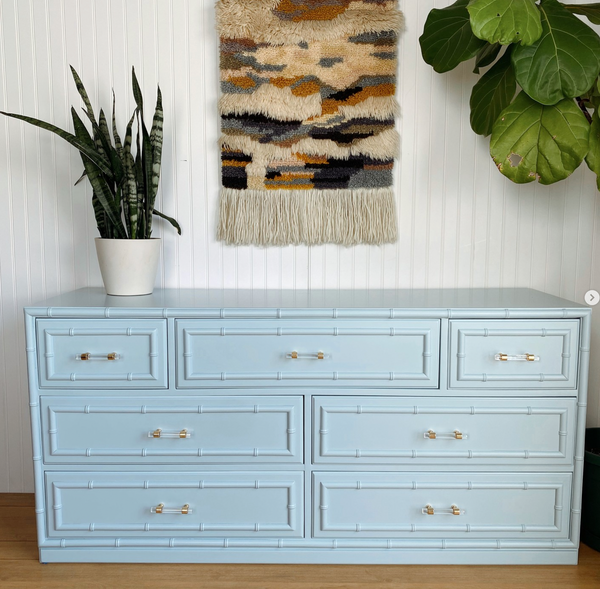 Vintage Dixie Aloha Faux Bamboo Seven Drawer Dresser Available for Custom Lacquer!!