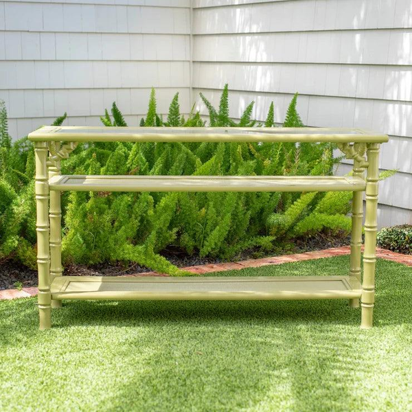 Vintage Mersman Furniture Bamboo Glass-Top Console Table Available for Lacquer!