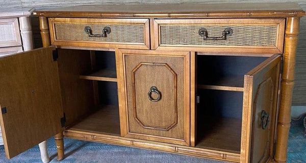 Vintage Broyhill Faux Bamboo Server Available for Custom Lacquer! - Hibiscus House