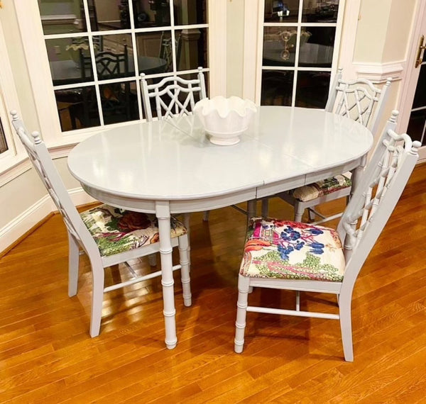 Broyhill Faux Bamboo Dining Table with Leaf Available for Custom Lacquer - Hibiscus House