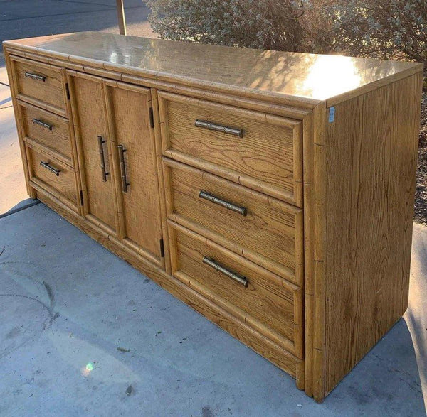 Vintage Faux Bamboo Lea Furniture Credenza Available for Custom Lacquer - Hibiscus House