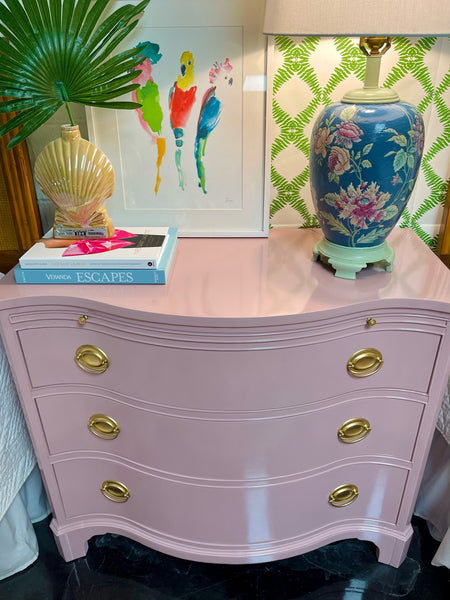 Gorgeous Vintage Ethan Allen Bow Front Traditional Style Chest Available for Custom Lacquer! - Hibiscus House
