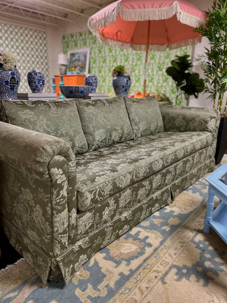 Vintage Chinoiserie Tuxedo Style Sofa by Pem-Kay Furniture Co. - Hibiscus House
