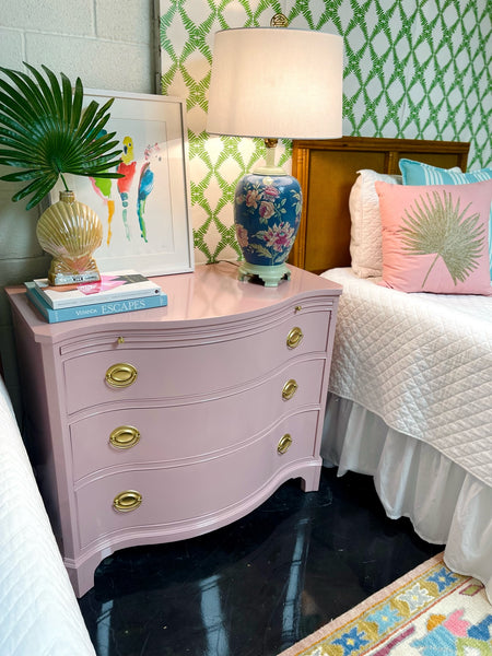 Gorgeous Vintage Ethan Allen Bow Front Traditional Style Chest Available for Custom Lacquer! - Hibiscus House