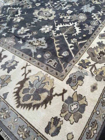 9x12 Handmade Oushak Rug - Hibiscus House