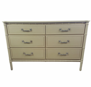 Vintage Classic Six Drawer Faux Bamboo Style Double Dresser Available to Customize!