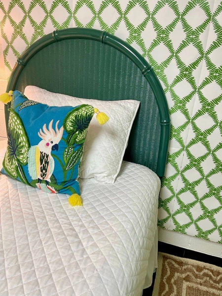 Pair of Vintage Broyhill Furniture Faux Bamboo Hexagon Shape Twin Headboards Available for Lacquer