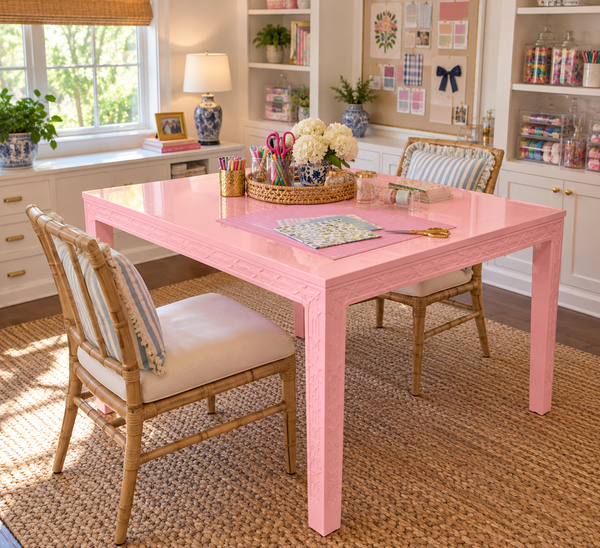 Gorgeous Vintage Game Table with Fretwork Available for Custom Lacquer! - Hibiscus House