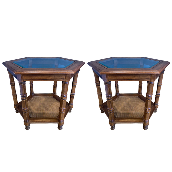 Vintage Mersman Furniture Hexagonal Side Table Pair Available for Custom Lacquer!