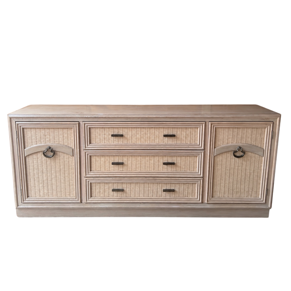 Vintage Bassett Furniture Faux Bamboo & Cane Buffet Available for Custom Lacquer!