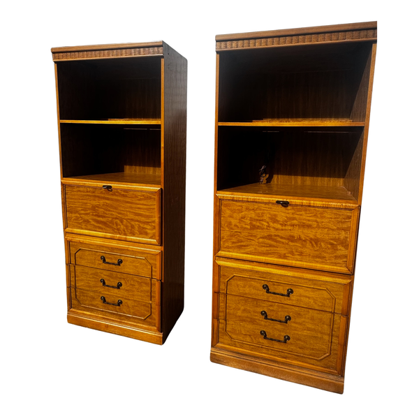 RARE Vintage Broyhill Furniture Faux Bamboo Bookcase Pair Available for Custom Lacquer!