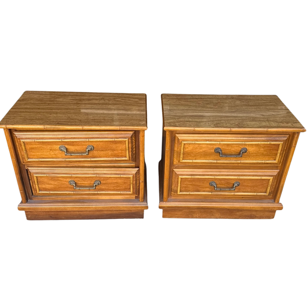 Vintage Florida Furniture Faux Bamboo Nightstand Pair Available for Customization!