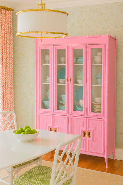 Vintage Stanley Furniture Faux Bamboo China Cabinet Available to Custom Lacquer