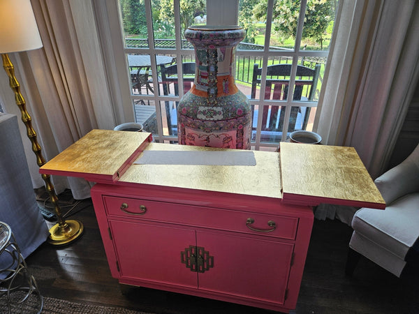Vintage Century Furniture Chinoiserie Style Flip Top Server Available for Custom Lacquer - Hibiscus House