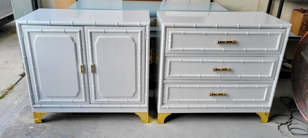 Vintage Dixie Aloha Collection Narrow Cabinet Style Nightstand Pair Available for Custom Lacquer! - Hibiscus House
