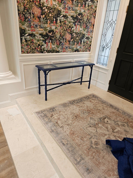 Vintage Mersman Furniture Bamboo Glass-Top Console Table Available for Lacquer!