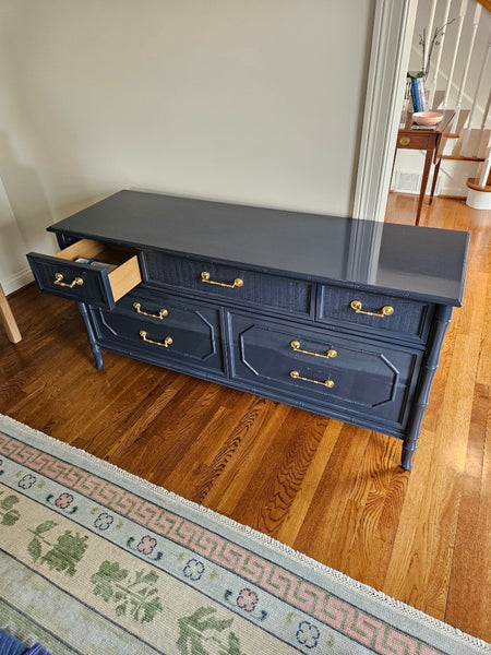 Vintage Broyhill Furniture Seven-Drawer Faux Bamboo Dresser Available to Customize!