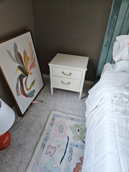 Classic Vintage Faux Bamboo Straight Hardware Nightstand Available for Custom Lacquer! - Hibiscus House