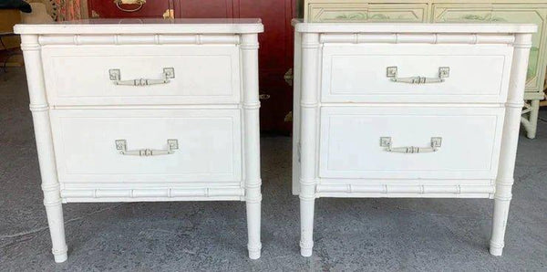 Vintage Classic Pair of Faux Bamboo Nightstands Available for Custom Lacquer! - Hibiscus House
