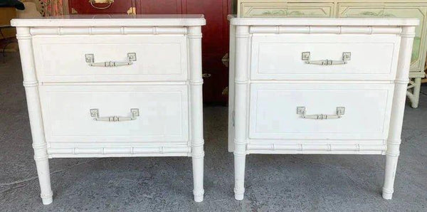 Pair of Vintage Classic Faux Bamboo Nightstands Available for Custom Lacquer - Hibiscus House
