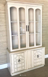 Vintage Faux Bamboo Fretwork China Cabinet - Hibiscus House