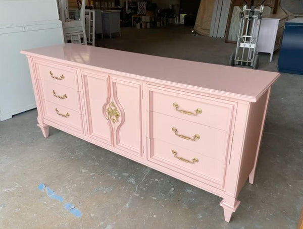 Chinoiserie Style Long Credenza Lacquered - Hibiscus House