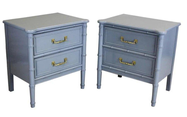 Vintage Classic Faux Bamboo Nightstand Pair Available for Custom Lacquer - Hibiscus House
