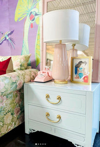 Chinoiserie Nightstands by White Furniture Co. Lacquered in Sleepy Blue - Hibiscus House