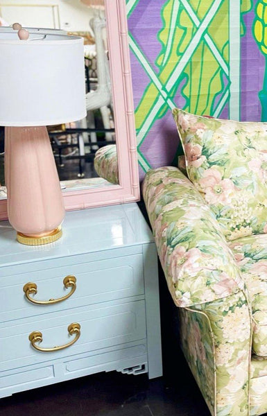 Chinoiserie Nightstands by White Furniture Co. Lacquered in Sleepy Blue - Hibiscus House