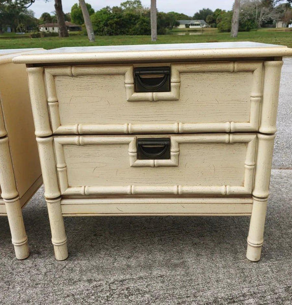 Pair of Faux Bamboo Stanley Style Nightstands Available for Custom Lacquer - Hibiscus House