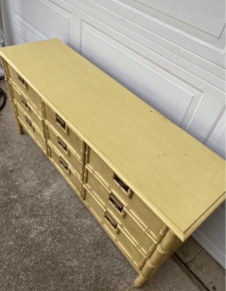 Vintage Stanley Style Faux Bamboo Nine Drawer Dresser Available for Custom Lacquer - Hibiscus House