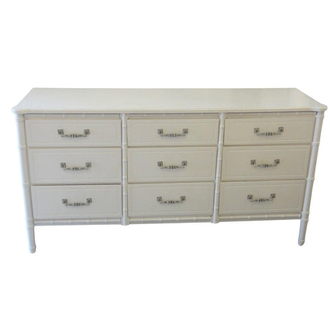 Vintage Classic Faux Bamboo Nine Drawer Dresser Available for Custom Lacquer! - Hibiscus House