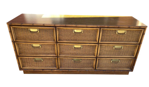 Vintage Faux Bamboo Nine Drawer Dresser Available for Custom Lacquer - Hibiscus House