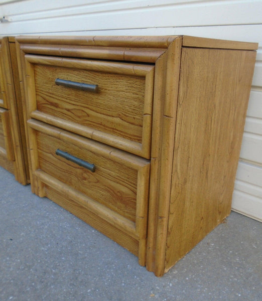 Lea Furniture Faux Bamboo Nightstand Pair Available for Custom Lacquer - Hibiscus House