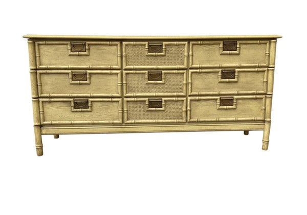 Vintage Faux Bamboo Stanley-Style Nine Drawer Dresser Available for Custom Lacquer! - Hibiscus House