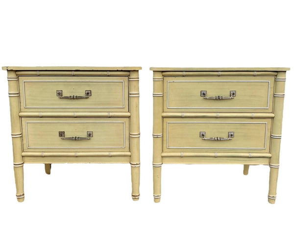 Pair of Henry Link Bali Hai Faux Bamboo Nightstands Available for Lacquer - Hibiscus House