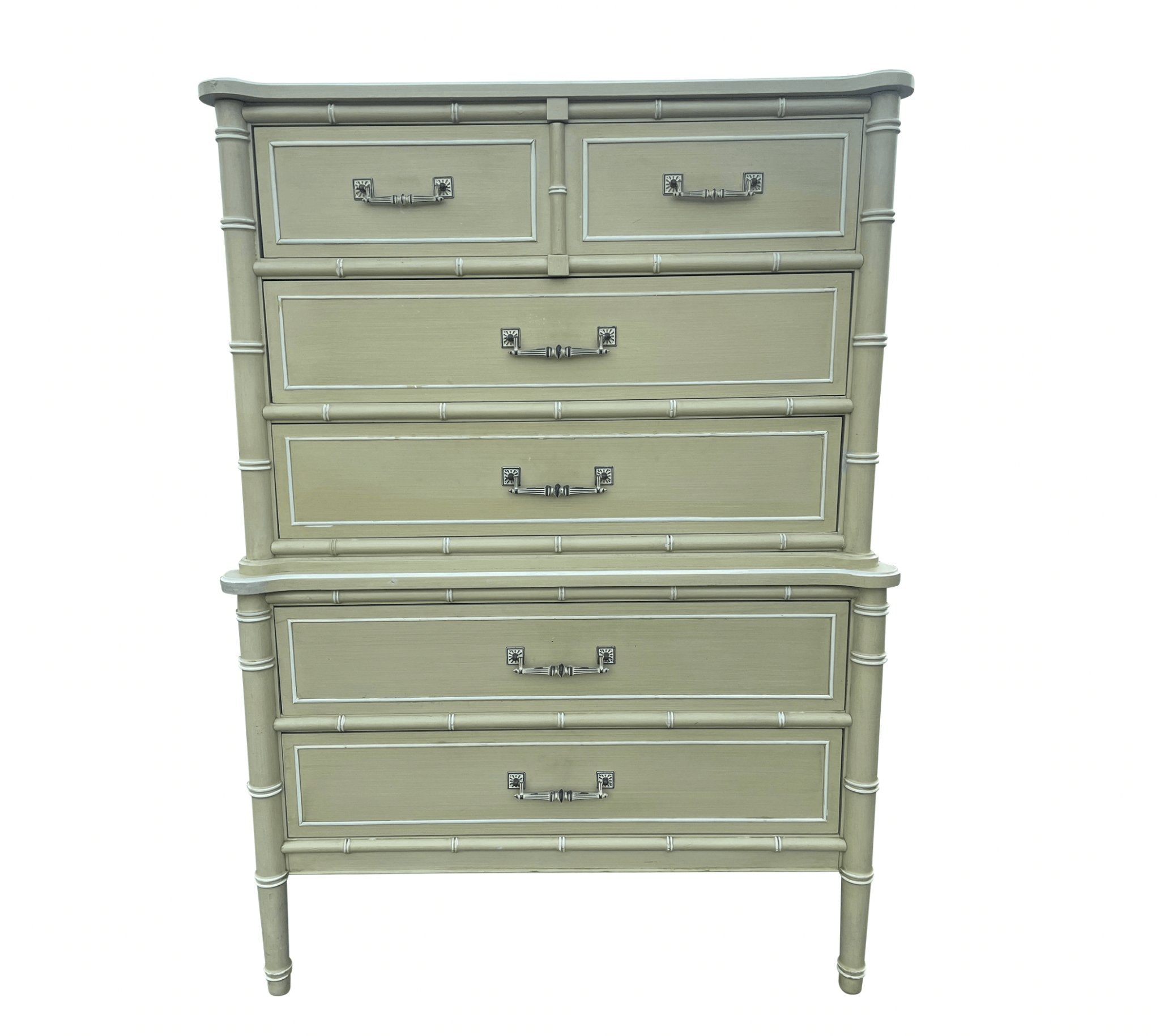 Vintage Henry Link Bali Hai Faux Bamboo Tallboy Chest Available