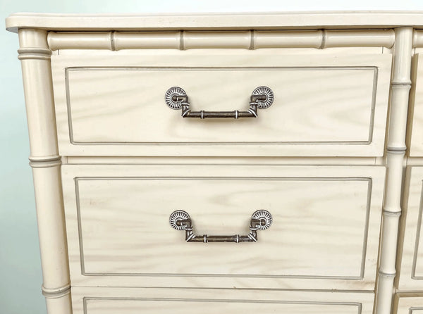 Vintage Faux Bamboo Classic 9 Drawer Straight Hardware Dresser Available to Customize - Hibiscus House