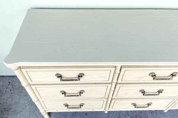 Vintage Faux Bamboo Classic 9 Drawer Straight Hardware Dresser Available to Customize - Hibiscus House