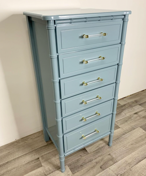 Vintage Faux Bamboo Six-Drawer Lingerie Chest Available for Custom Lacquer!