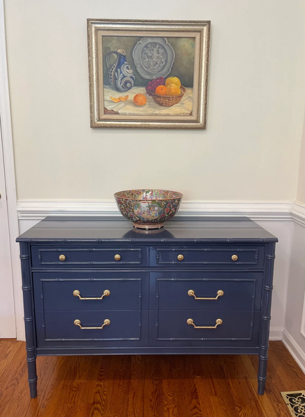 Vintage Thomasville Faux Bamboo Six Drawer Dresser Available for Custom Lacquer!