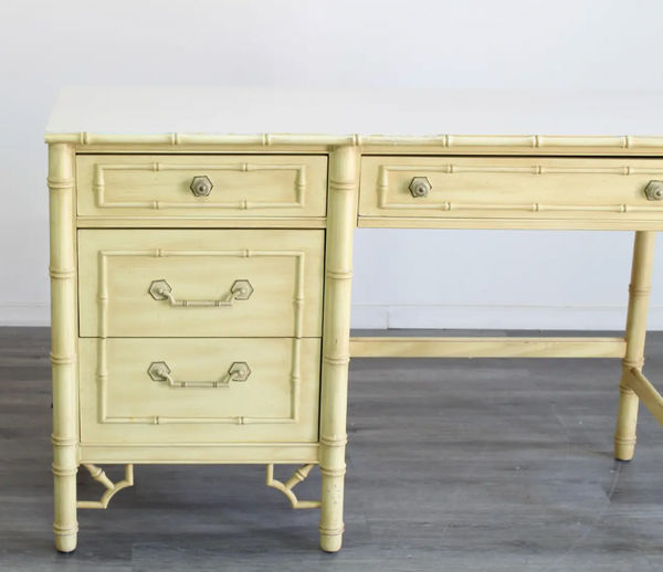 Vintage Thomasville Furniture Allegro Faux Bamboo Desk with Fretwork Available for Custom Lacquer!!