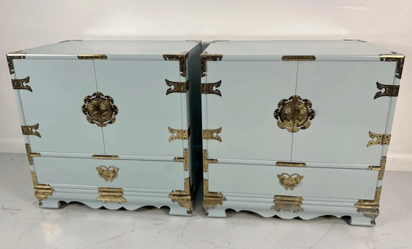 Vintage Tansu Chinoiserie Style Nightstand Pair Available for Custom Lacquer