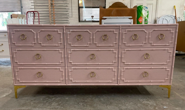 Vintage Drexel Omega Kensington Collection Faux Bamboo Credenza Available for Lacquer
