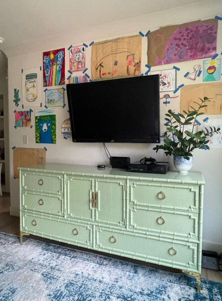 Vintage Drexel Omega Kensington Collection Faux Bamboo Credenza Available for Lacquer