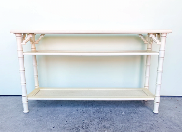 Vintage Mersman Furniture Bamboo Glass-Top Console Table Available for Lacquer!