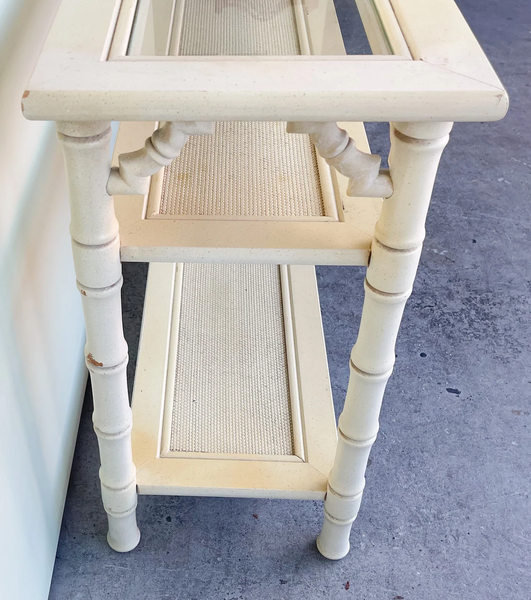 Vintage Mersman Furniture Bamboo Glass-Top Console Table Available for Lacquer!