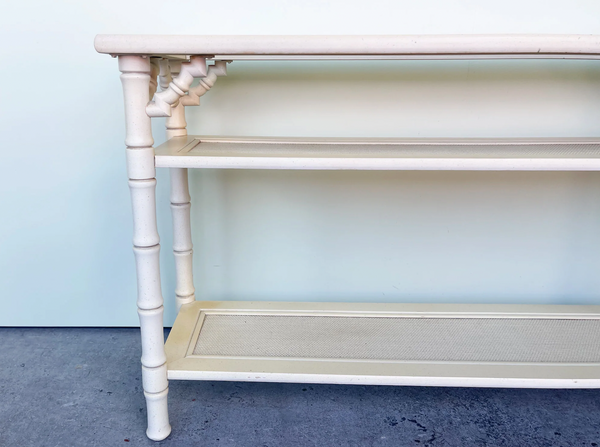 Vintage Mersman Furniture Bamboo Glass-Top Console Table Available for Lacquer!